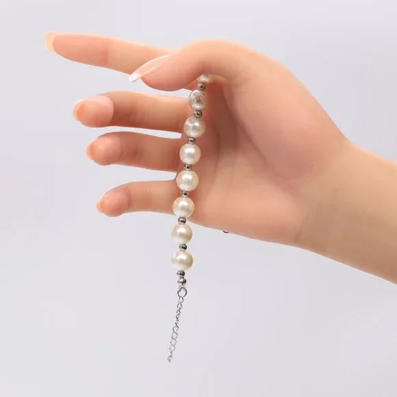 Pearl bracelet with lobster clasp and extension chain. - Picture 4 of 4